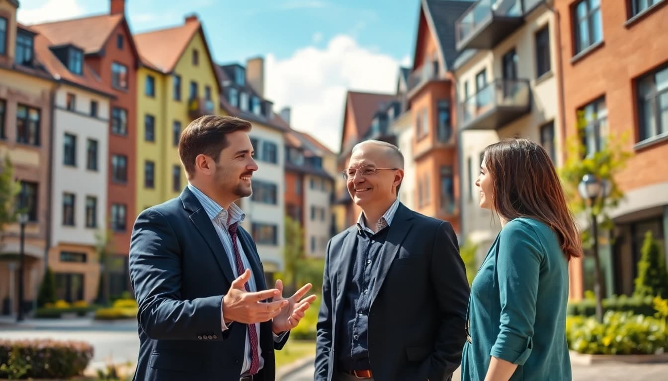 Immobilienmakler Frankfurt Eschersheim, professioneller Makler blättert durch Immobilienangebote.