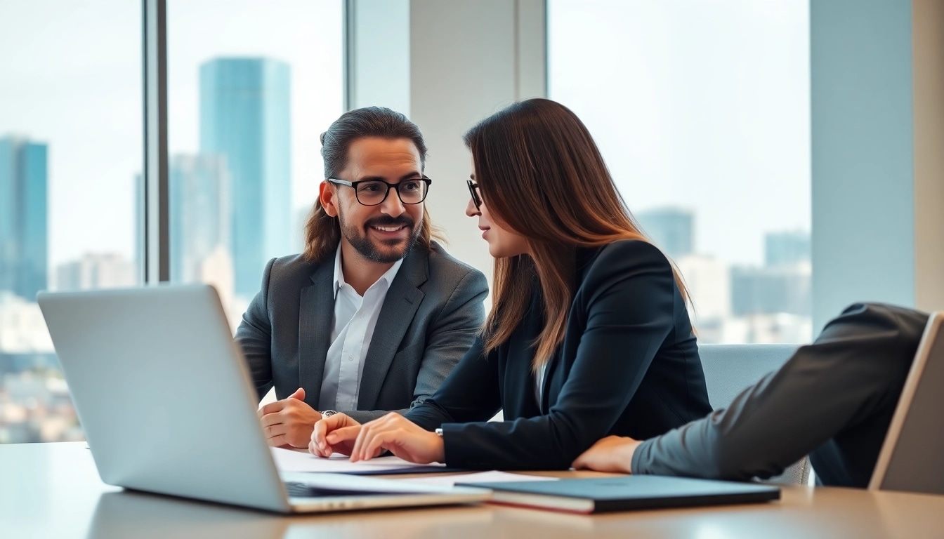 Headhunter Ingenieure interviewt potenziellen Kandidaten in hell erleuchtetem Büro.