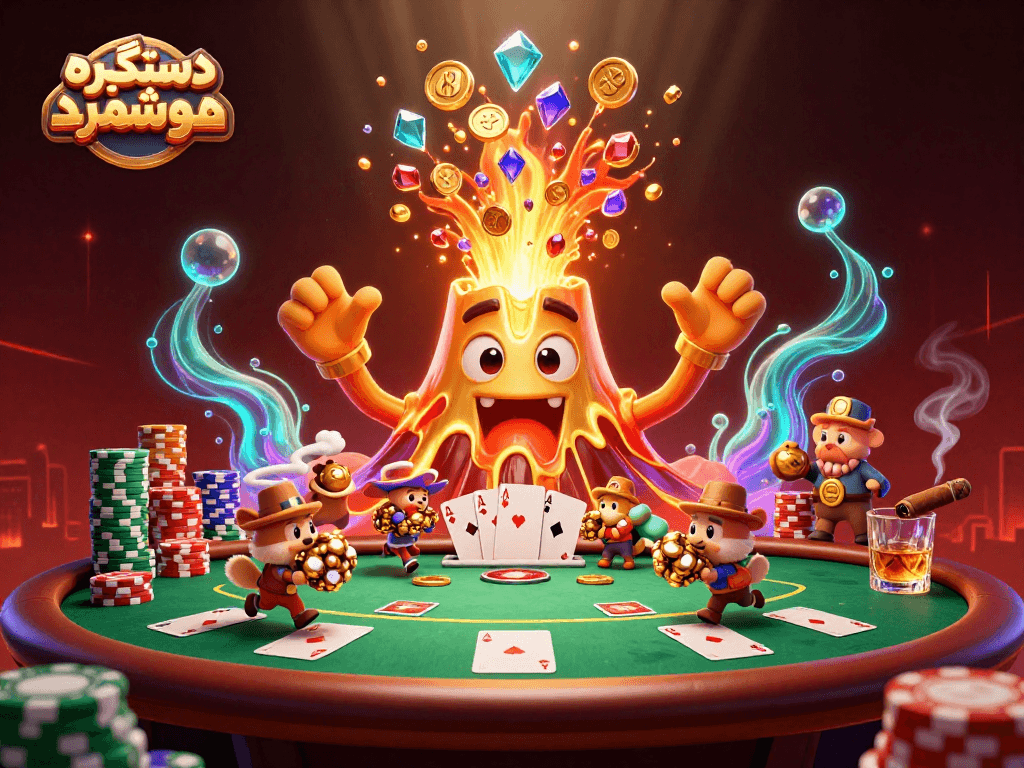 Engage with دستگیره هوشمند as you experience a vibrant casino adventure with golden volcano and treasure