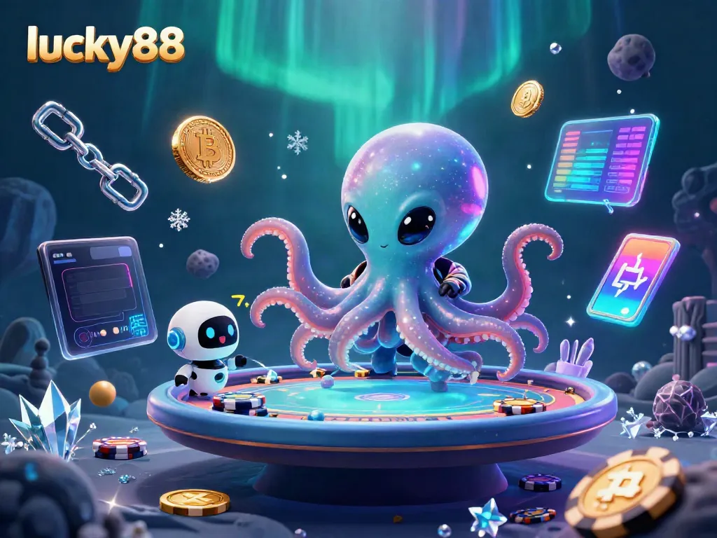 Experience exciting gaming with lucky88 through a vibrant alien-themed 3D illustration.