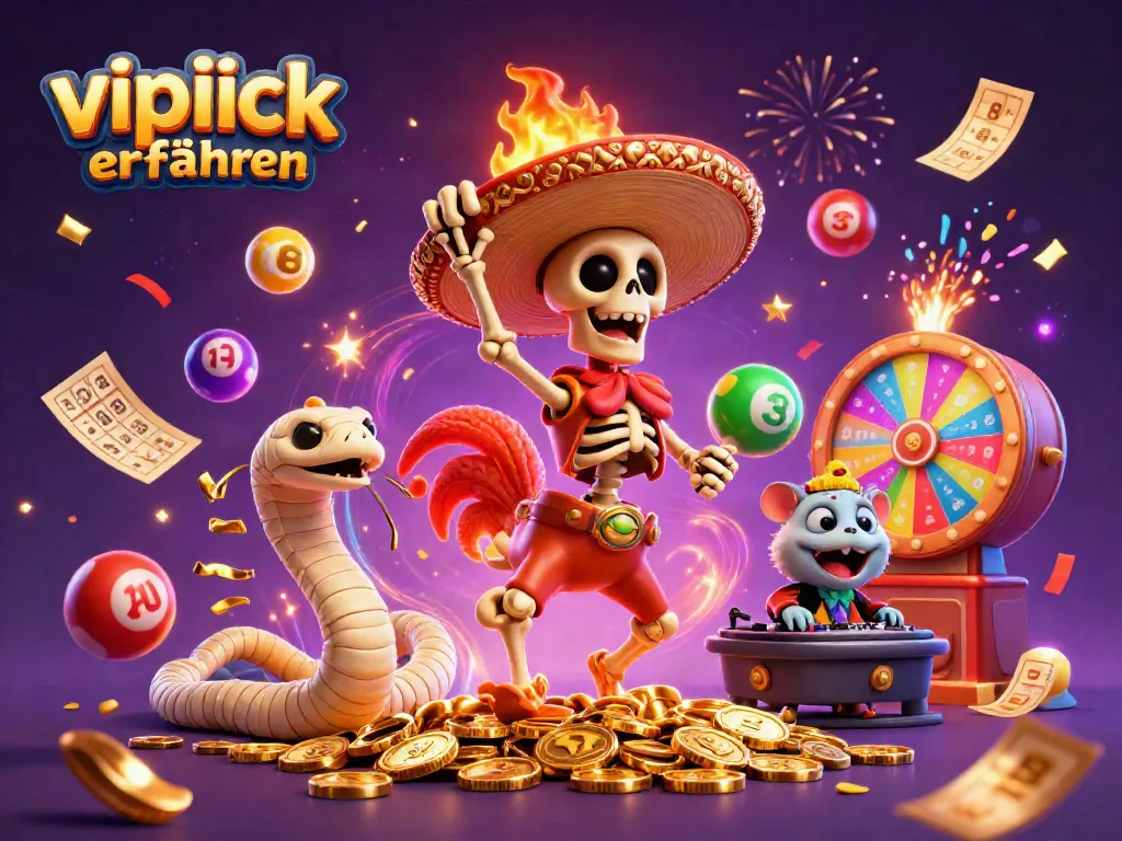 Experience exciting gaming action with vibrant characters and tokens in vipluck erfahrungen illustration.