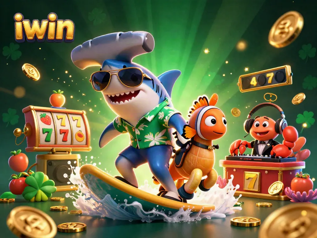 Experience exciting wins at iwin with vibrant casino-themed 3D illustration filled with fun gaming elements.