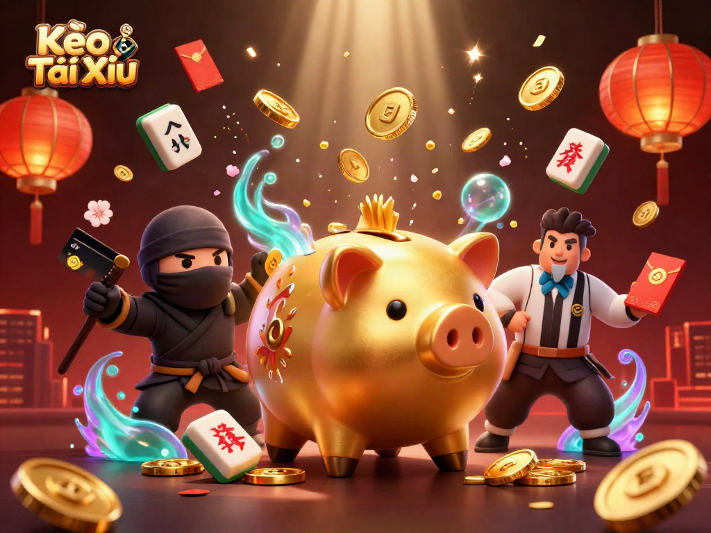Experience Kèo Tài Xỉu with vibrant characters and dynamic casino elements in an engaging illustration.