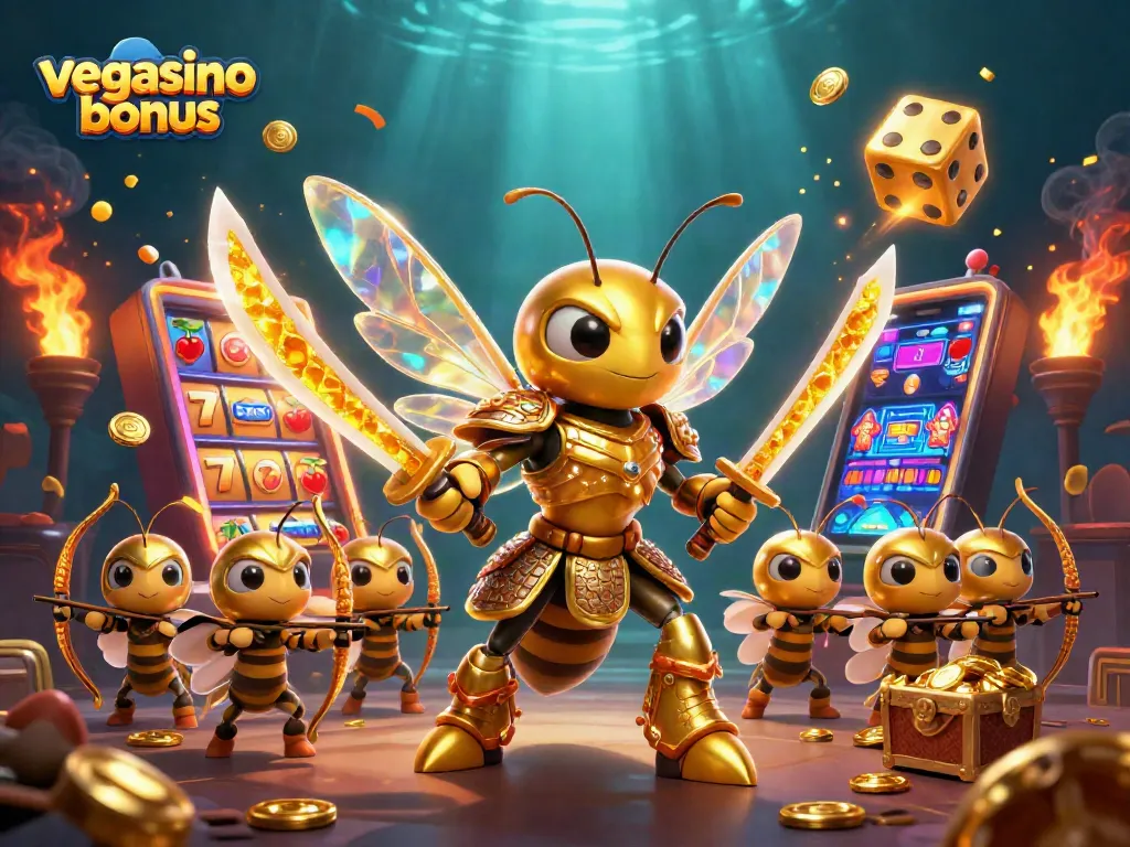 Experience the vegasino bonus with a vibrant 3D casino scene showcasing exciting elements and dynamic characters.