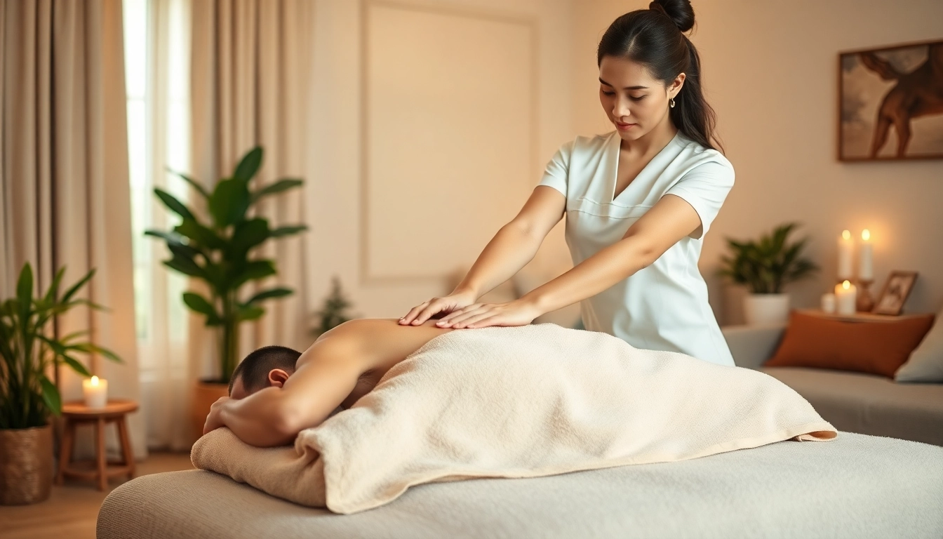 차분한 가정 환경에서 전문 치료사가 편안한 마사지를 제공하는 평택출장마사지의 모습